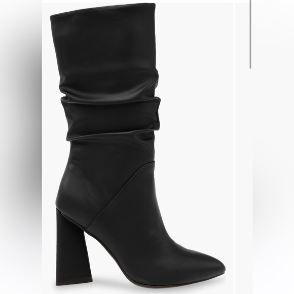 Dolce Vita Scrunch Shaft Boots Pointed Toe Leather Boot 4” Black Heels Size 7 - Picture 2 of 6